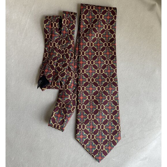 Vintage Gucci Paolo Gucci Silk Horsebit Tie Burgundy - Picture 1 of 7
